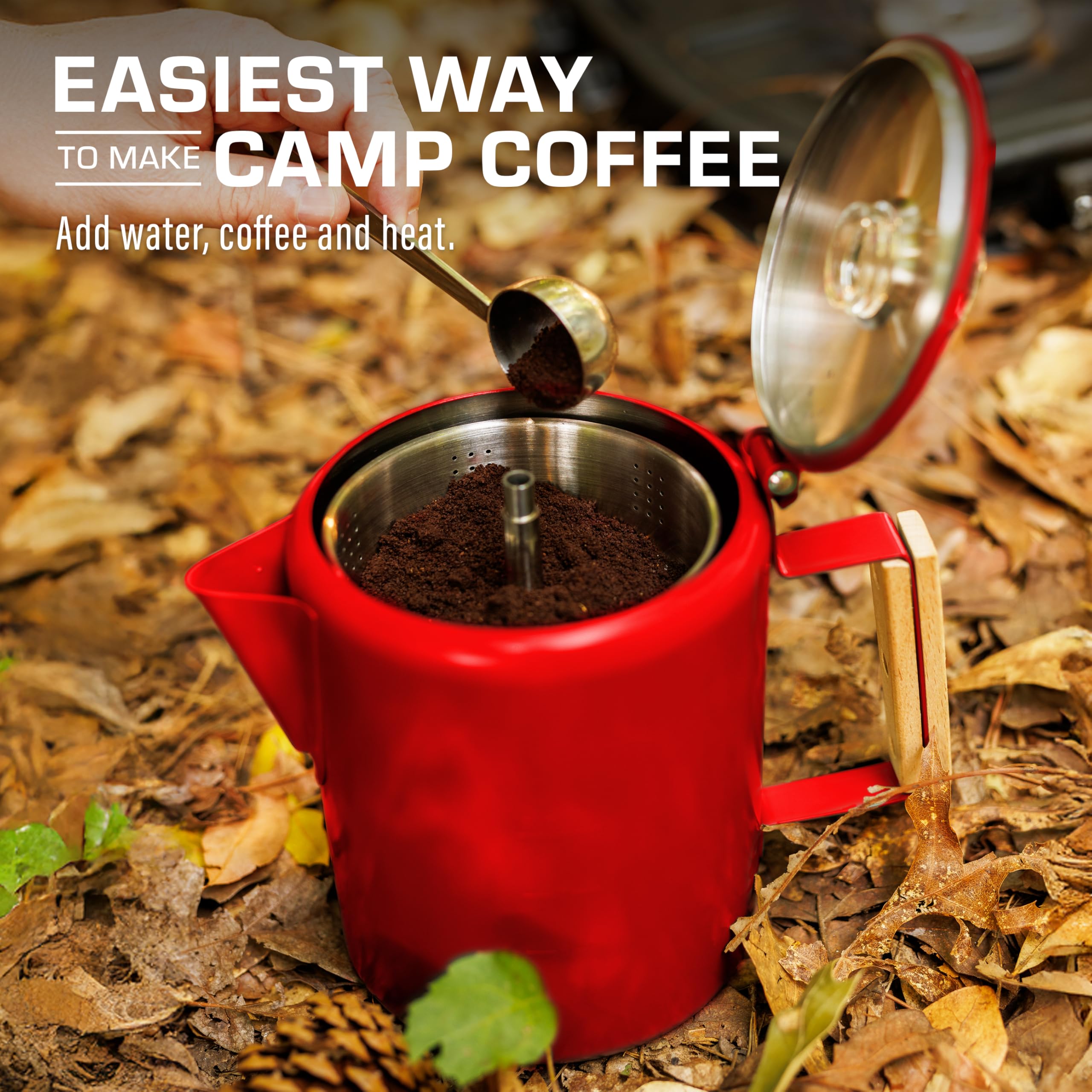 COLETTI Bozeman red percolator included-filters pack for smoother brew