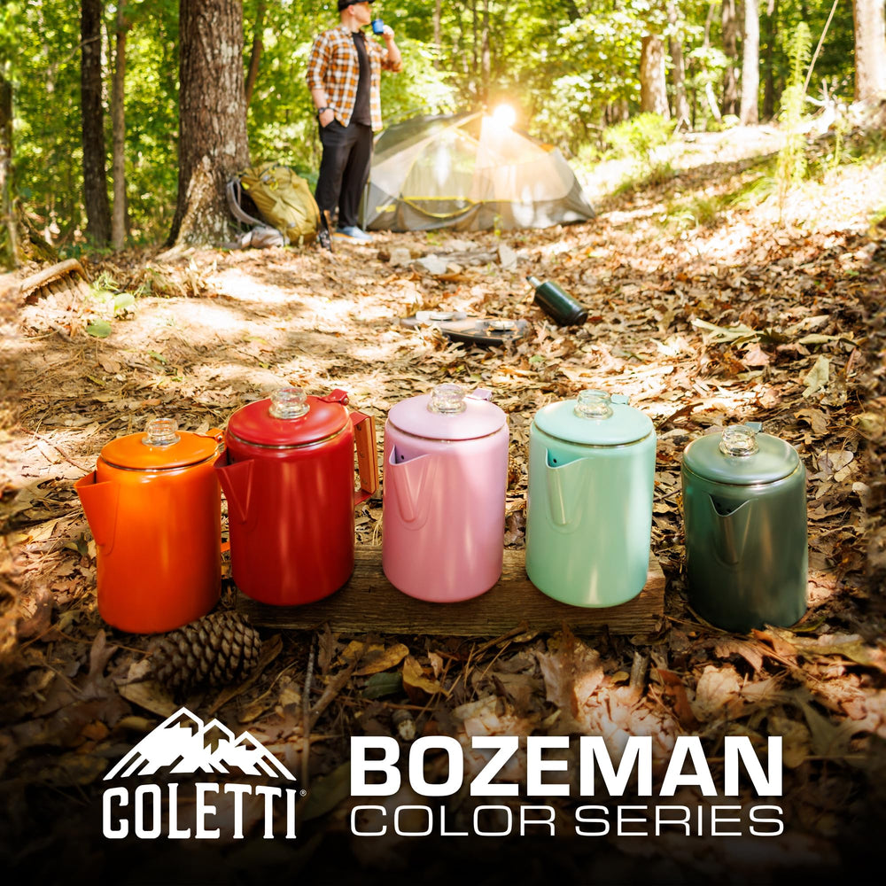 COLETTI Bozeman red percolator lifetime replacement guarantee in rugged setting