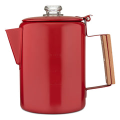 COLETTI Bozeman red percolator top view with glass lid for watching brew