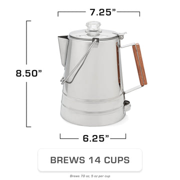 COLETTI Butte side view highlights 14 cup capacity for groups