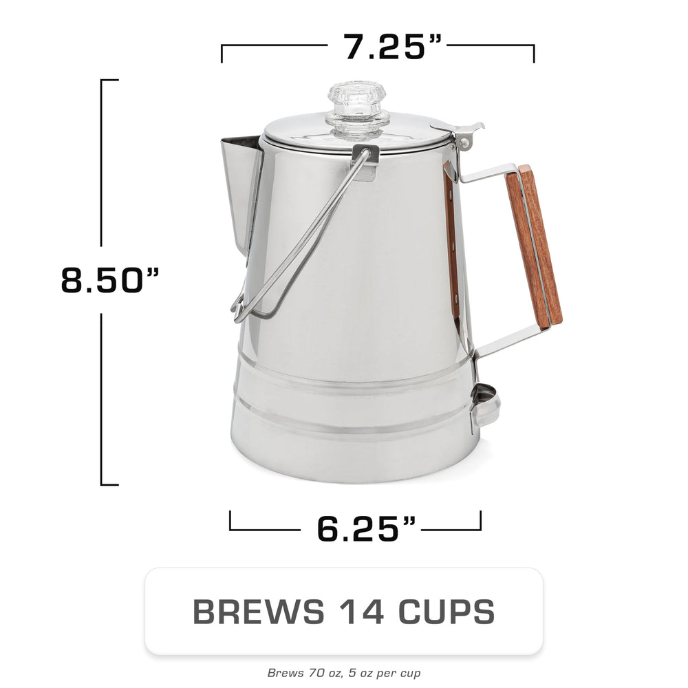 COLETTI Butte side view highlights 14 cup capacity for groups