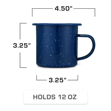 COLETTI Classic Camping Mugs blue enamel closeup highlights durable coating for outdoor use.