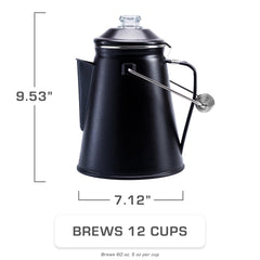 COLETTI Classic percolator handle design for safe outdoor pouring