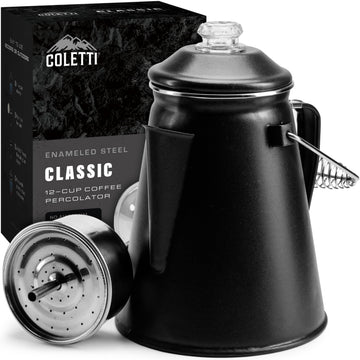 COLETTI Classic percolator top view highlights camping brew potential