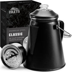COLETTI Classic percolator top view highlights camping brew potential