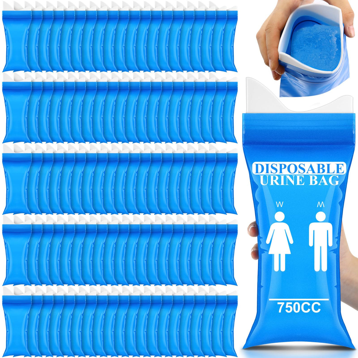 Colingmill urine bags 150-pack 700ml for bulk travel readiness.