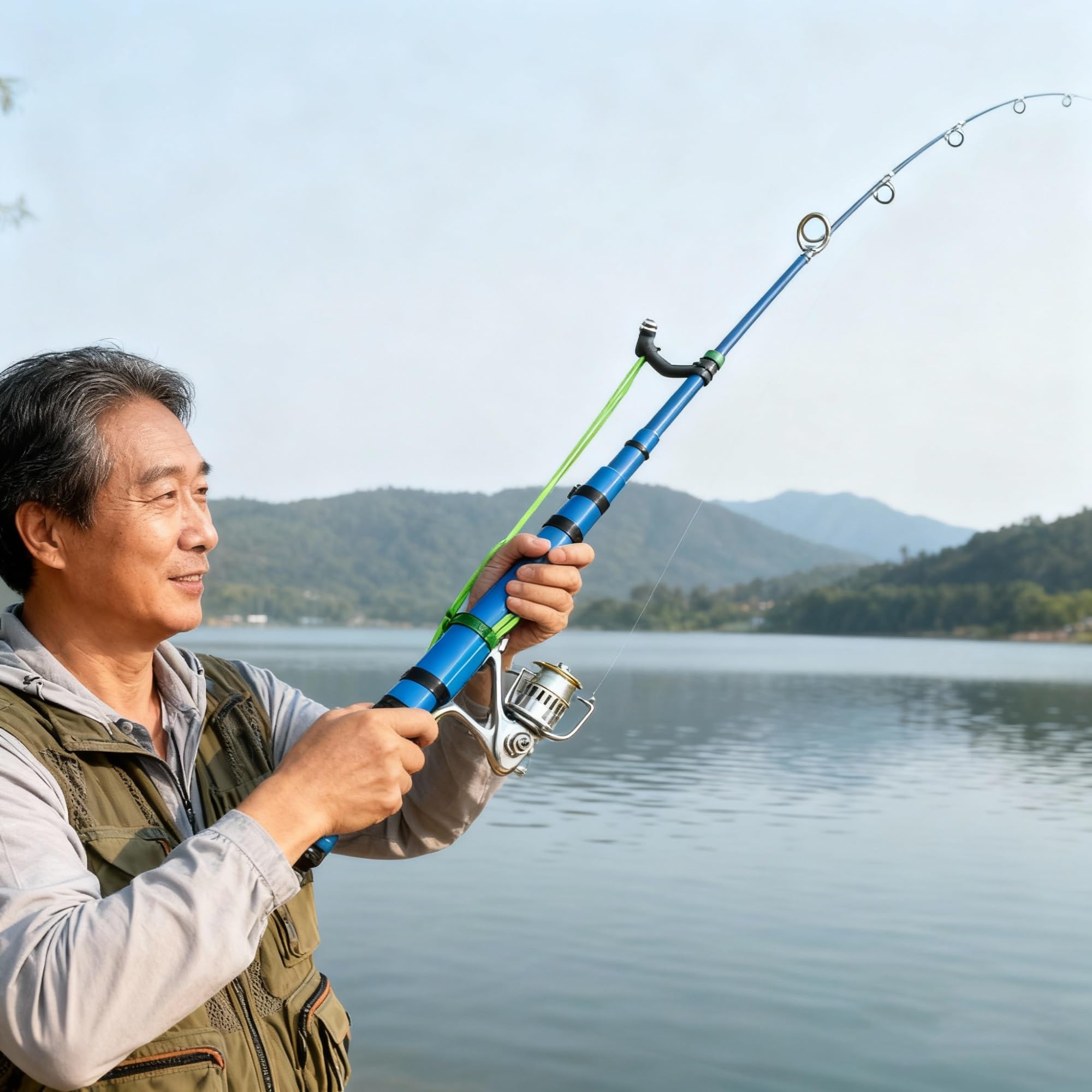 Colitt bait-launcher-action shows portable casting in rivers and bays.