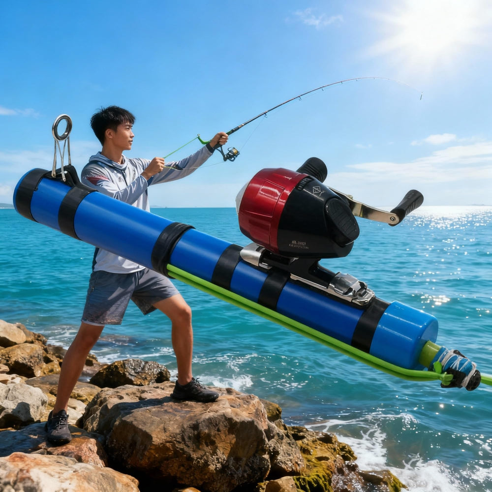 Colitt sling-shot reel in action demonstrates long-distance bait delivery.