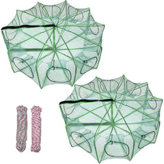 Two collapsible crab traps with rope, 32x10 inches
