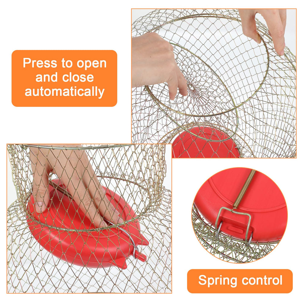 Collapsible fishing basket folded for storage