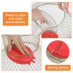 Collapsible fishing basket folded for storage