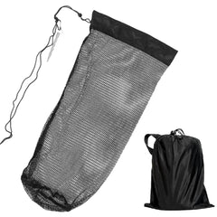 Black collapsible fish collection bag with drawstring mouth