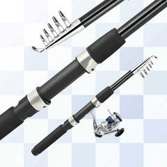 Collapsible fishing rods displayed in a compact design