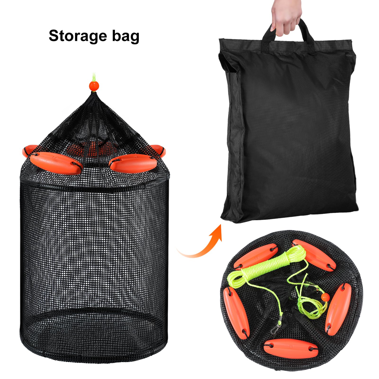 Collapsible two-layer portable basket with storage bag