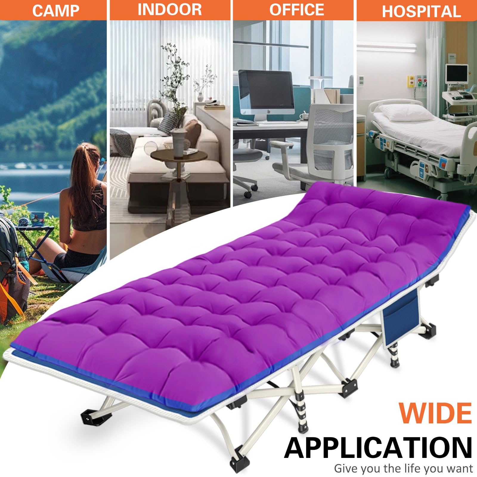 COLMERD cot folds into a compact storage bag for easy transport