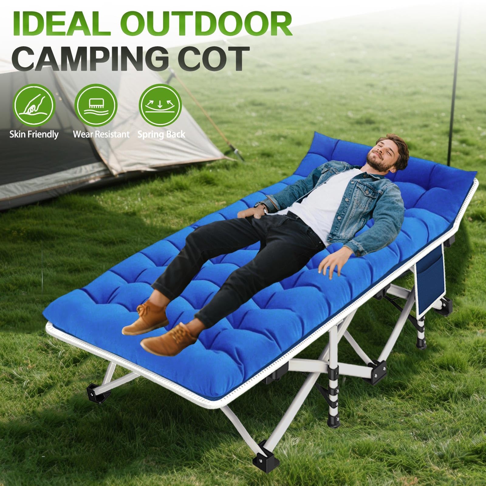 COLMERD camping cot folding-compact demonstrates portable design