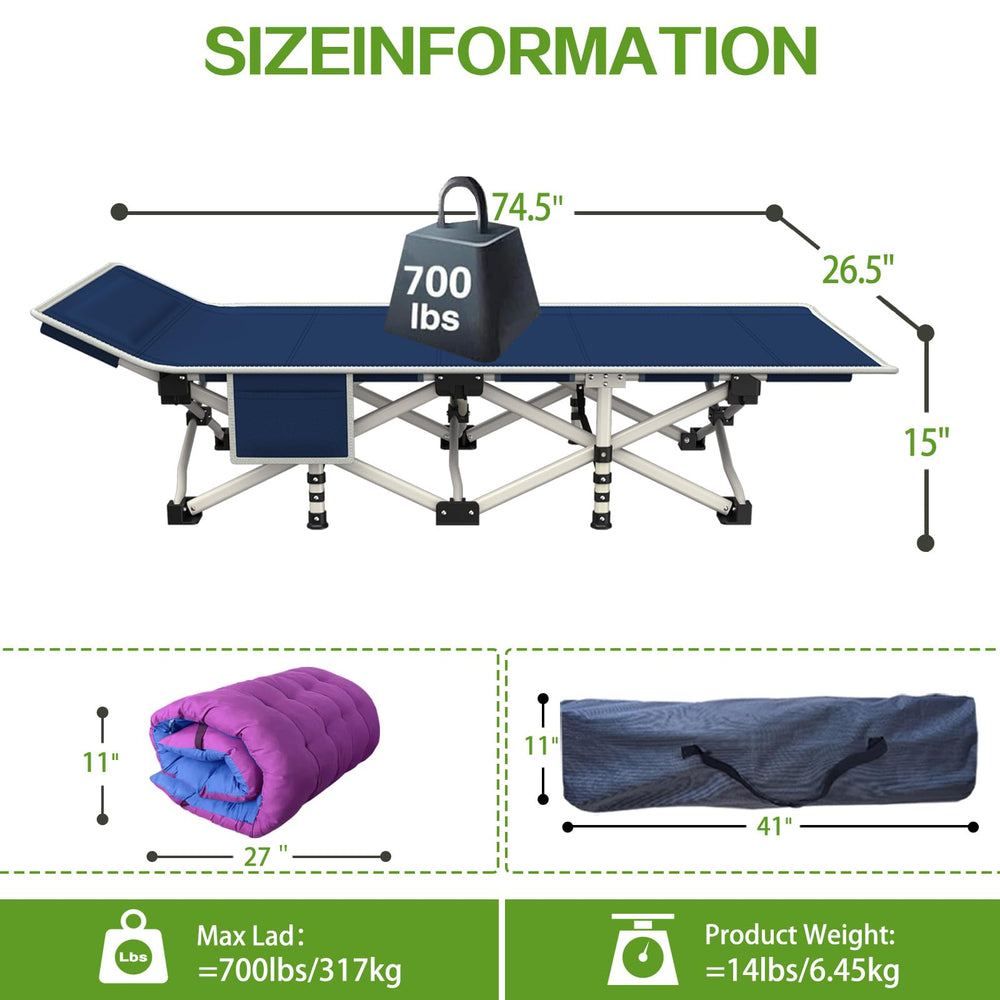 COLMERD camping cot head tilt adjustment ready for reading comfort