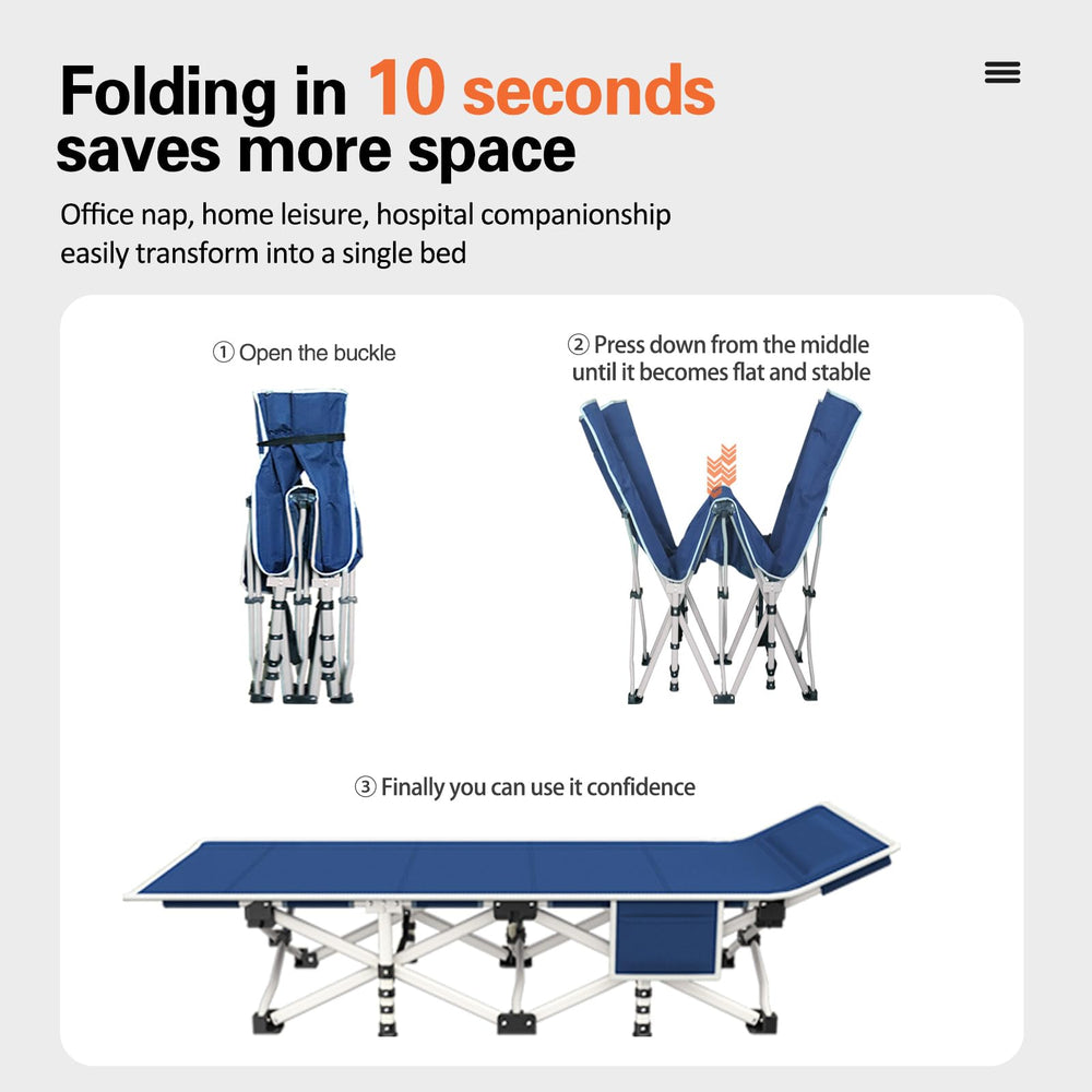 COLMERD cot usable indoors or outdoors for naps or guests