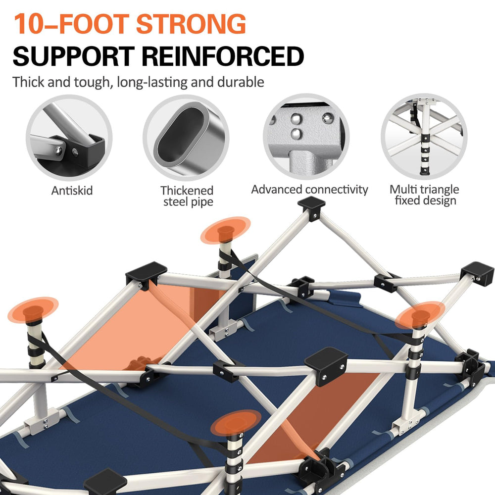 Colmerd camping cot side-pocket keeps essentials within reach