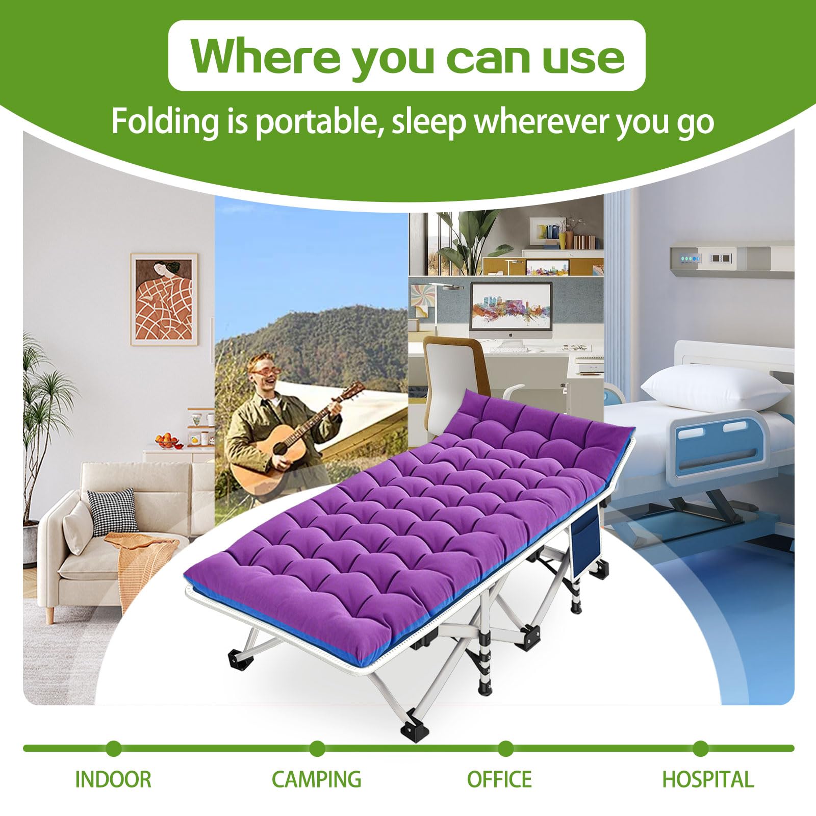 COLMERD outdoor-use cot in a tent or beach setting for versatile use