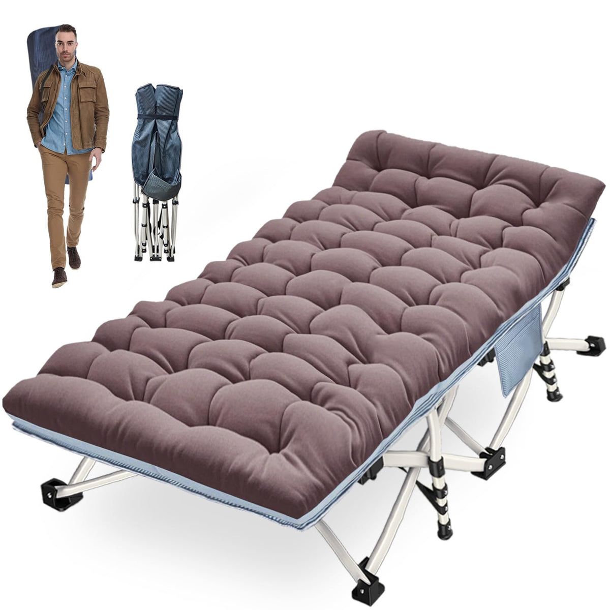 COLMERD XXL cot frame provides sturdy outdoor sleeping support.