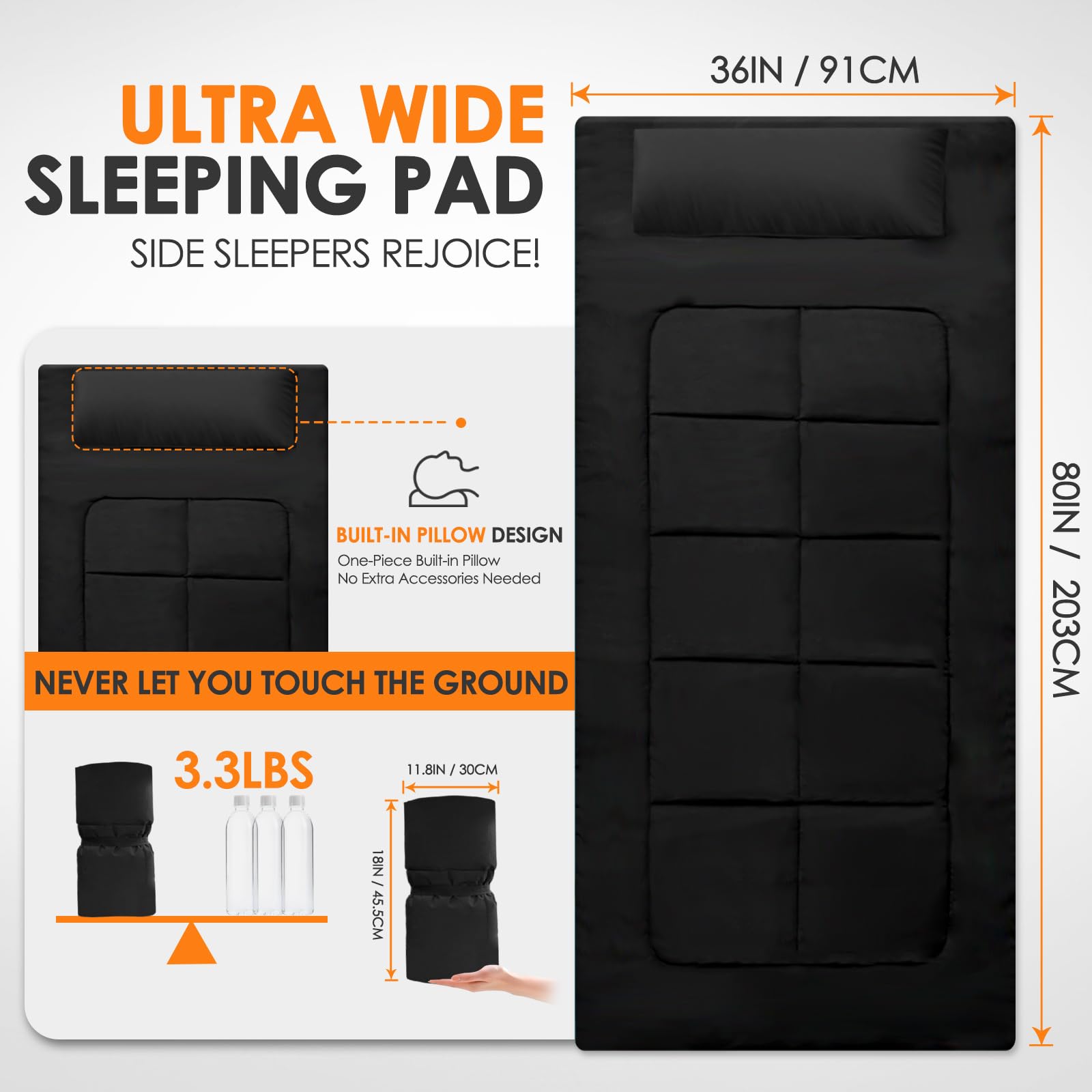 COLMERD XXL floor mattress with anti-slip and waterproof bottom.