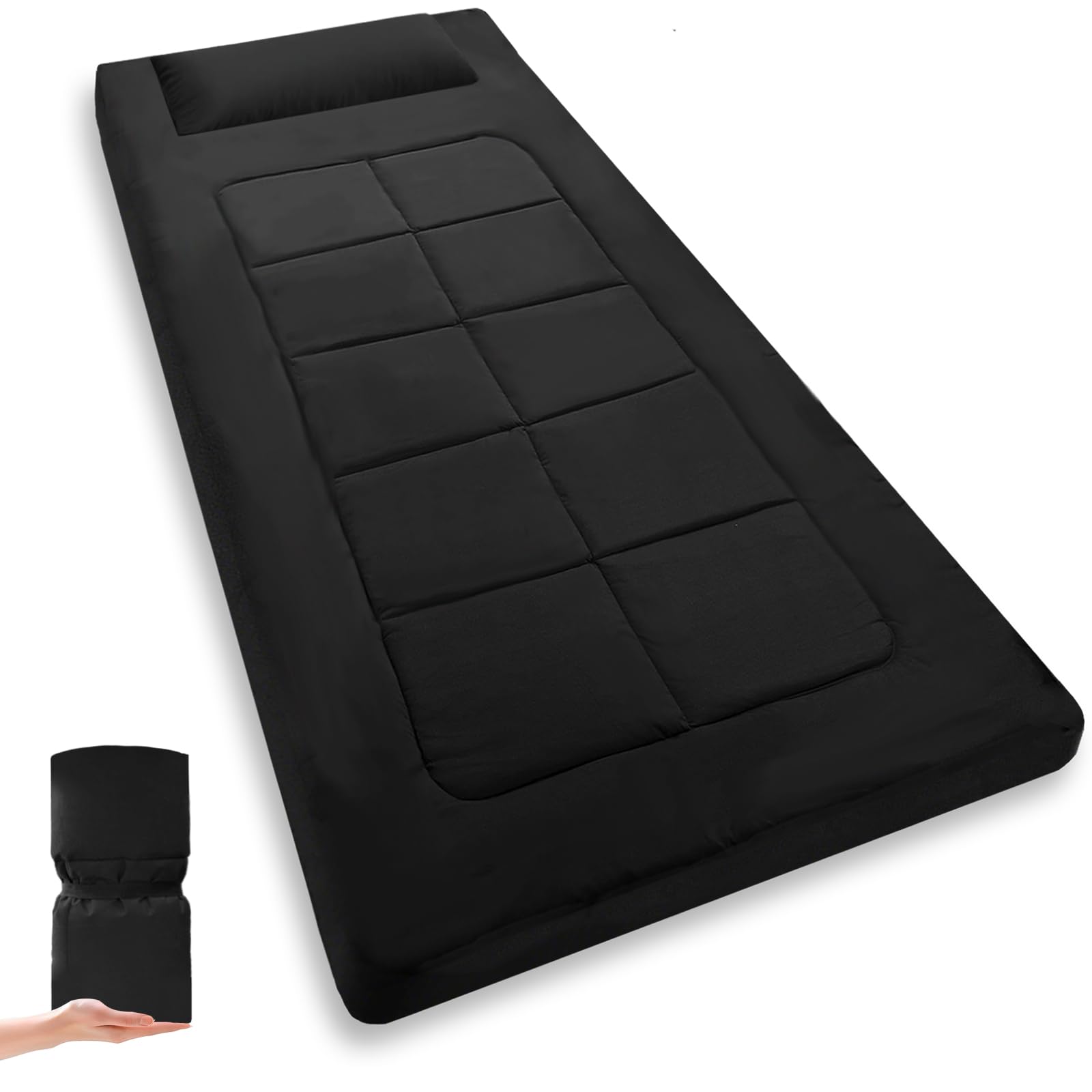 COLMERD XXL floor mattress folded for easy transport and storage.