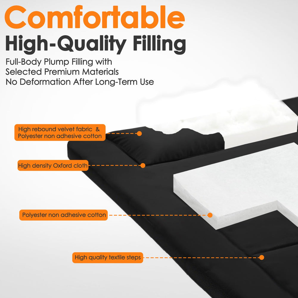 COLMERD XXL floor mattress quilted padding provides cushioned support.