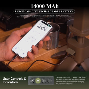 COLONOST camping light battery indicators show charge status during adventures