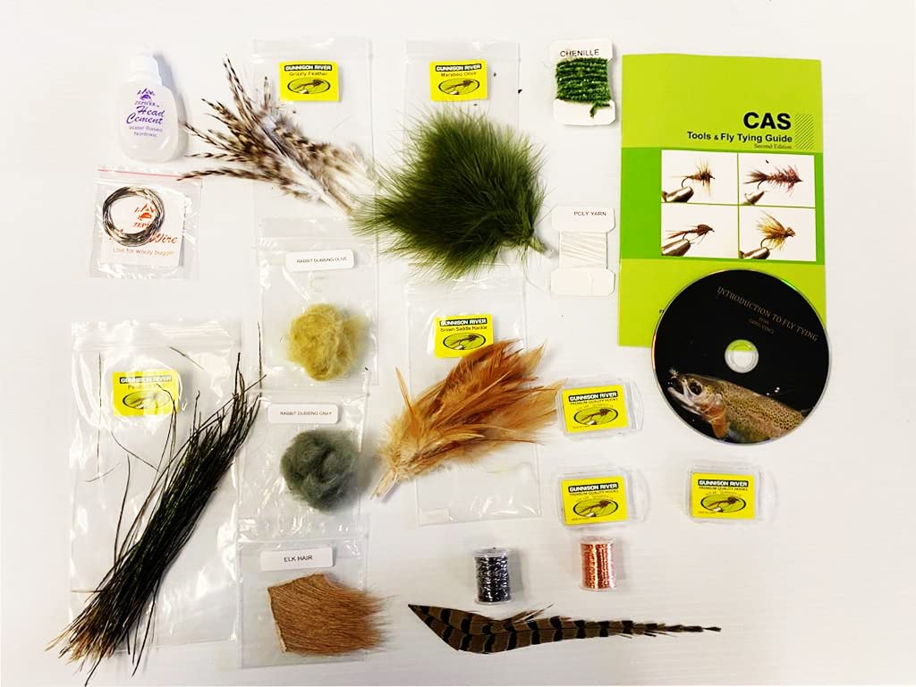 Fly-tying tools and materials kit with DVD and instructional booklet