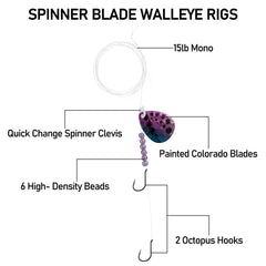 Colorado blade attached to a walleye rig