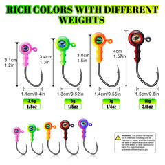 5g jig heads with 3D eyes and glow paint, 30pcs pack