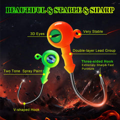 7g jig heads with 3D eyes and glow paint, 25pcs pack