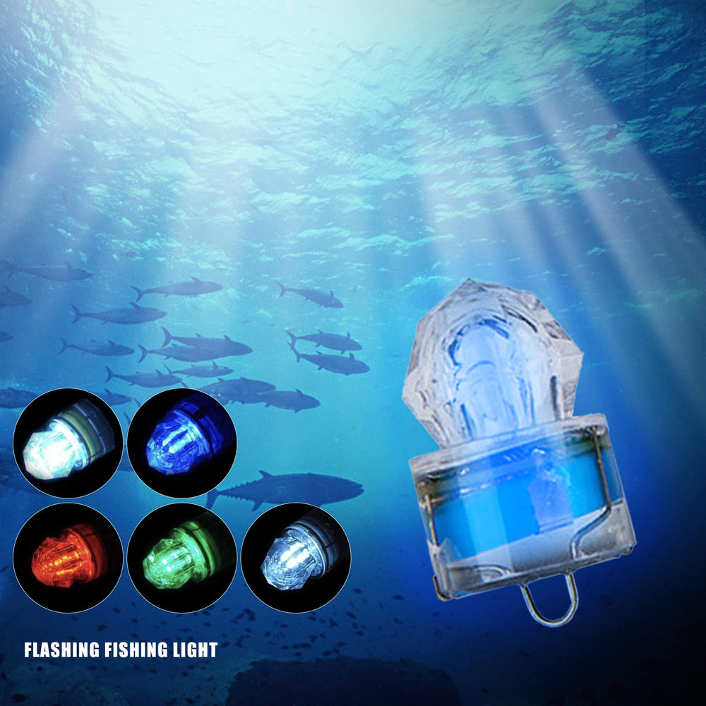 Five vibrant colors for fishing lights: red, yellow, blue, green, and clear