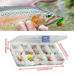 Colorful metal spinner baits for bass, trout, salmon and other fish
