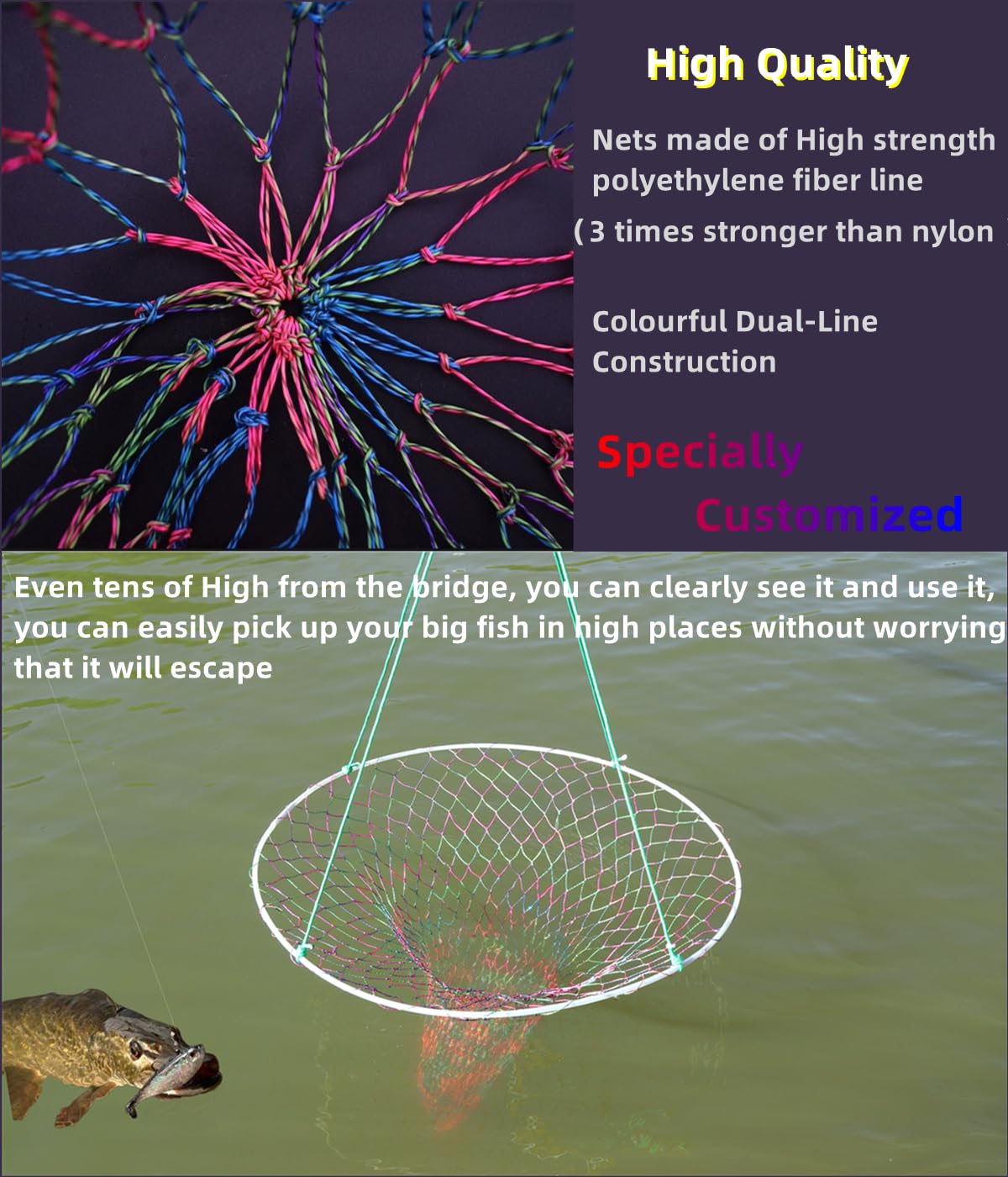Colorful dual-line construction of fishing net