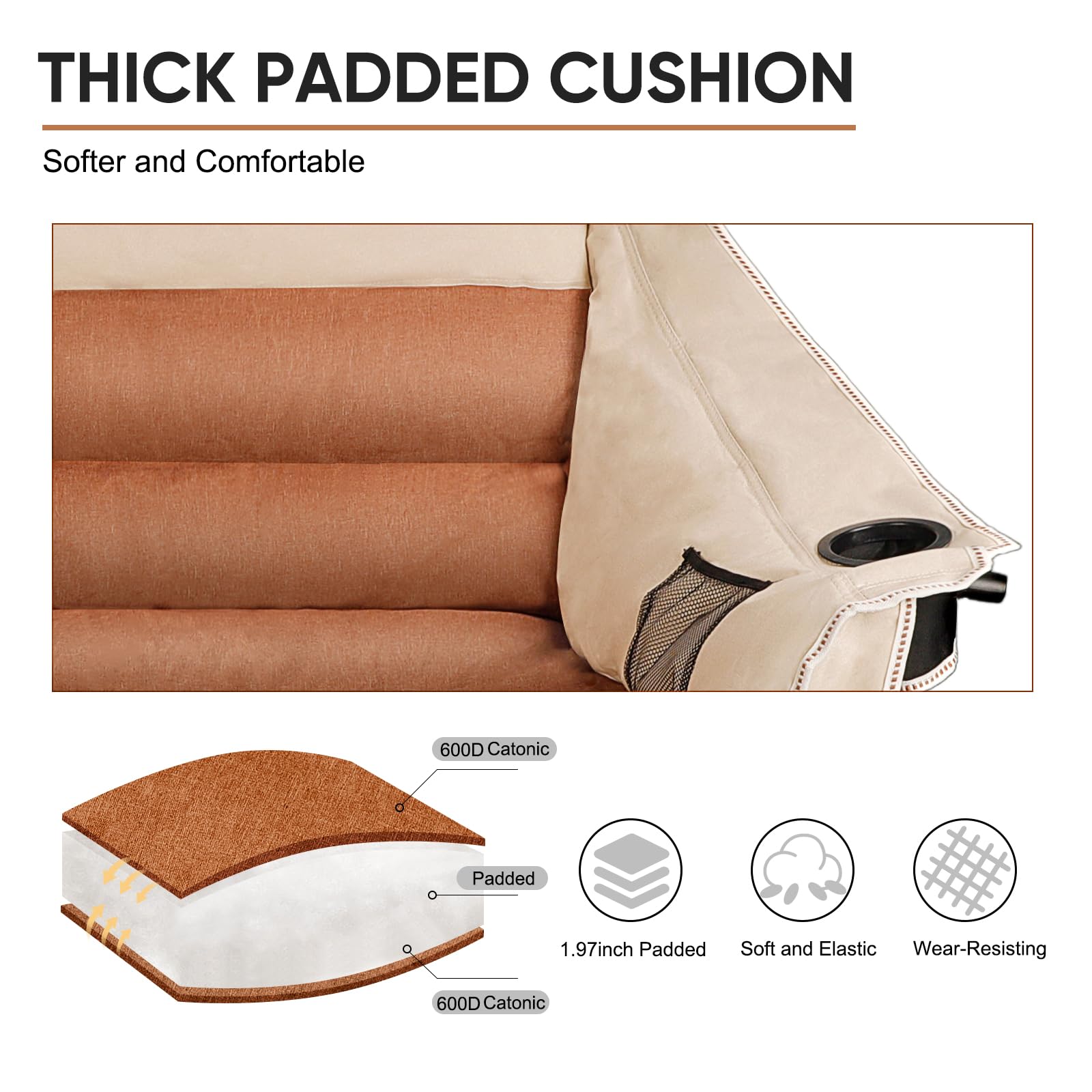 Colorsoul 600d fabric durable seat cover resists wear during long trips.