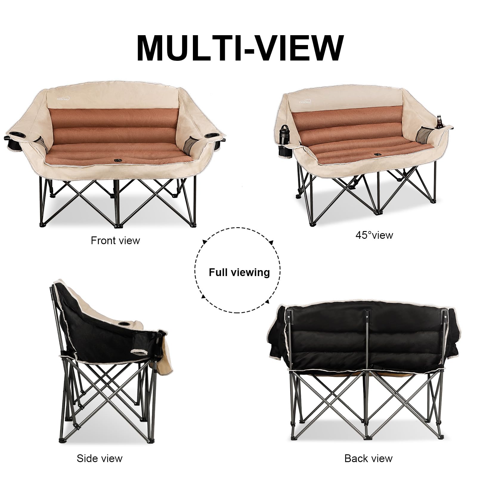Colorsoul outdoor couch-like comfort invites relaxing evenings by campfire.