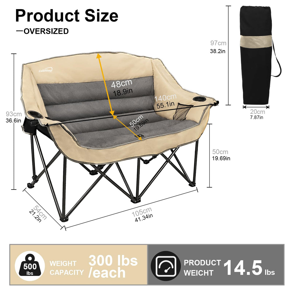 Colorsoul padded armrests and backrest offer couch-like comfort during outdoor use.