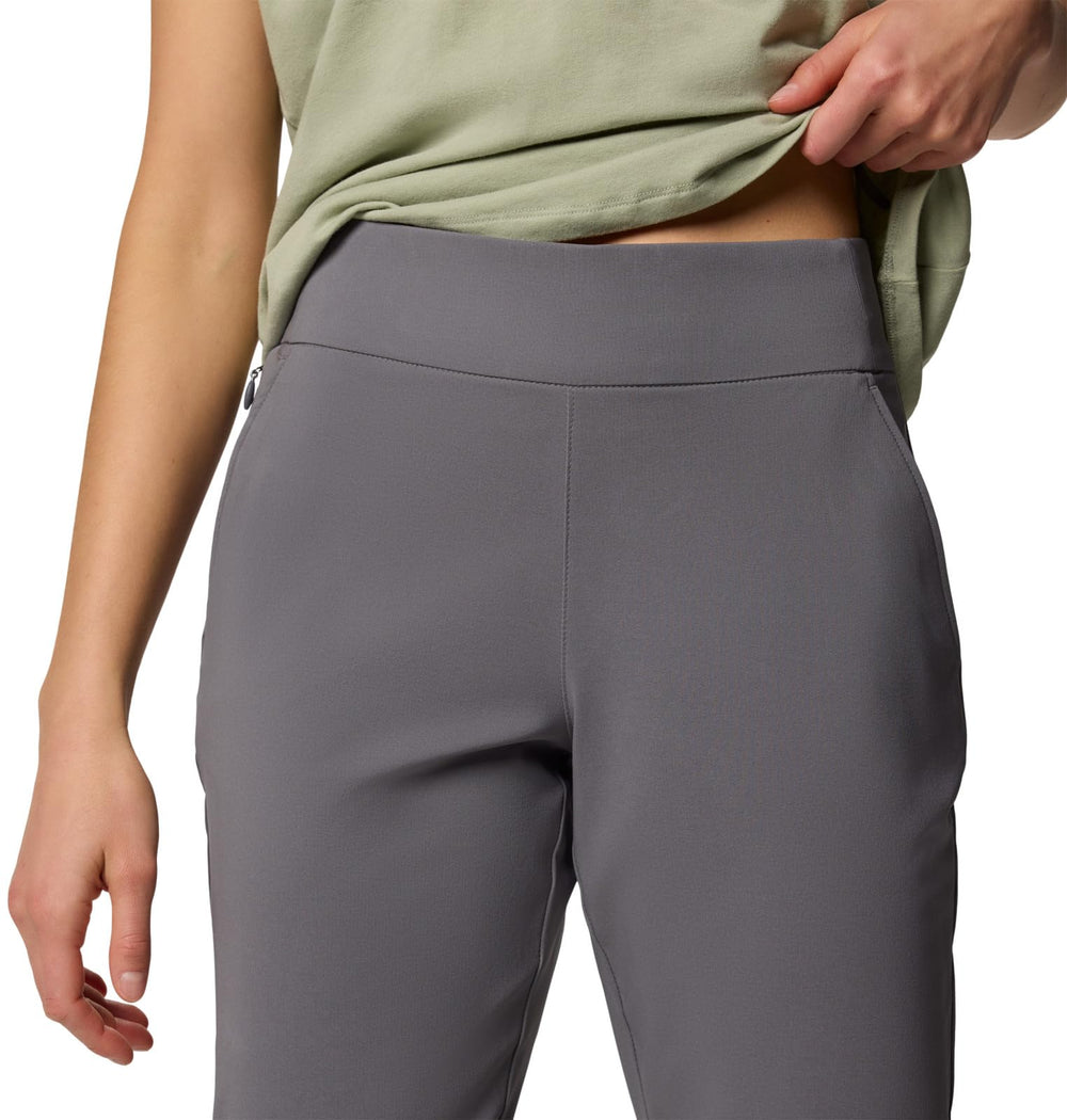 Columbia All Seasons Capri City Grey waistband view emphasizes comfort and sizing options.