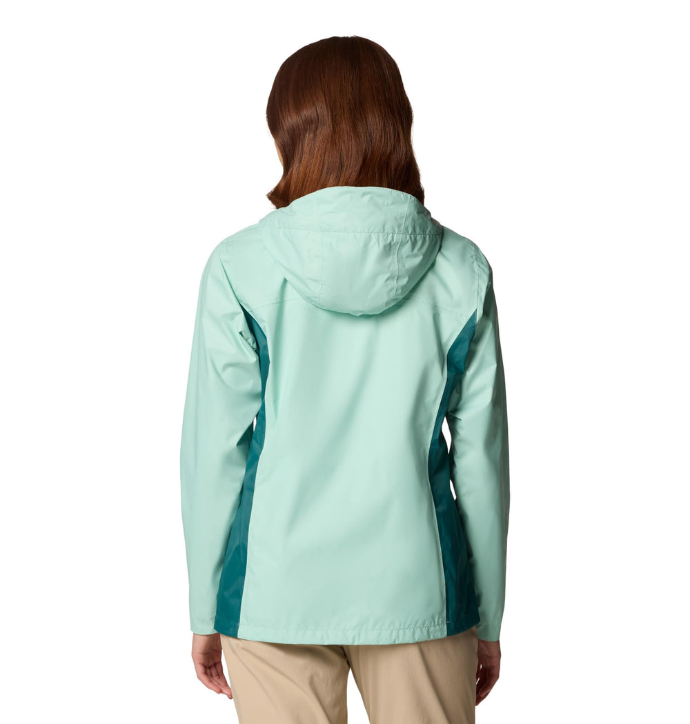 Columbia Arcadia II hood up with adjustable storm hood fit and coverage