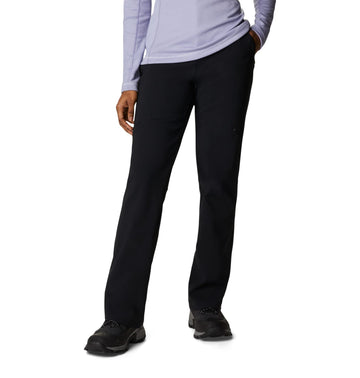 Columbia Back Beauty Softshell Pant front view with water-repellent finish for light rain protection.