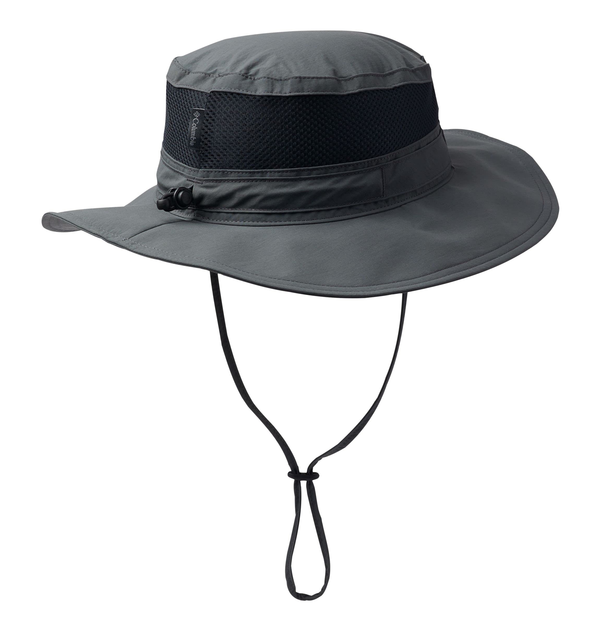 Close-up of the Grey Bora Bora II Booney Omni Shade Sun Hat brim and adjustable chin strap