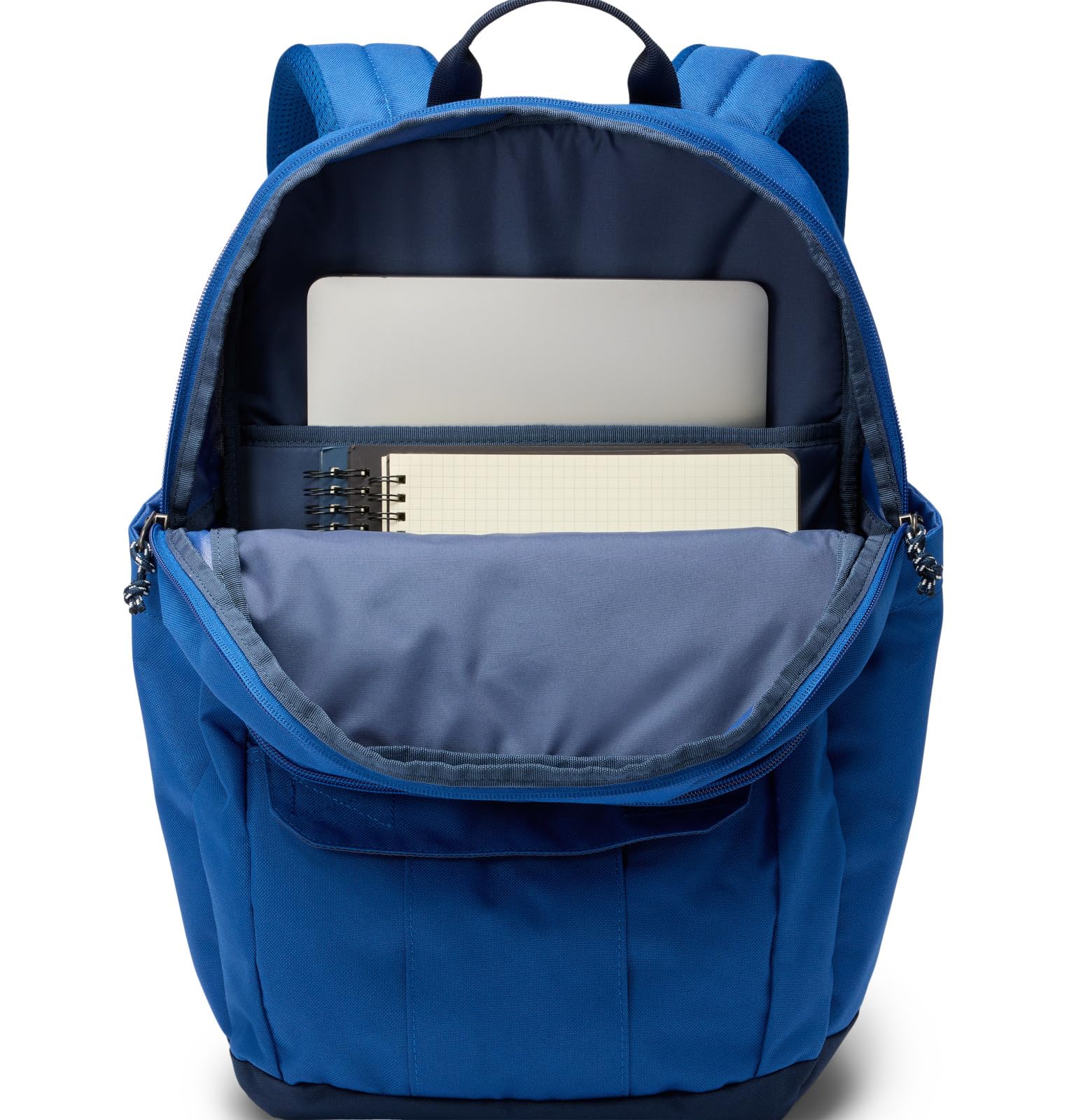 Columbia Buxton 26L two main compartments organize books, folders, and devices.