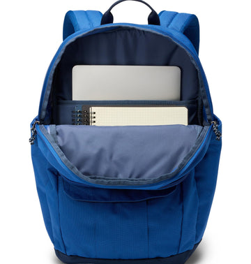 Columbia Buxton 26L two main compartments organize books, folders, and devices.