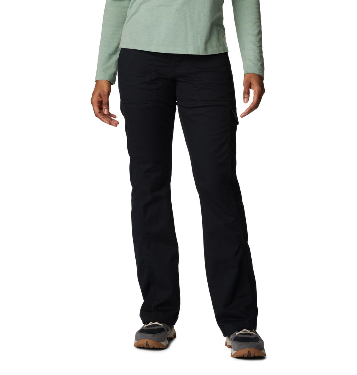 Columbia Calico Basin cotton pant black front view with breathable stretch