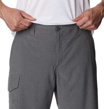 Columbia Eaglecrest short City Grey sun-protection closeup highlights UPF benefits