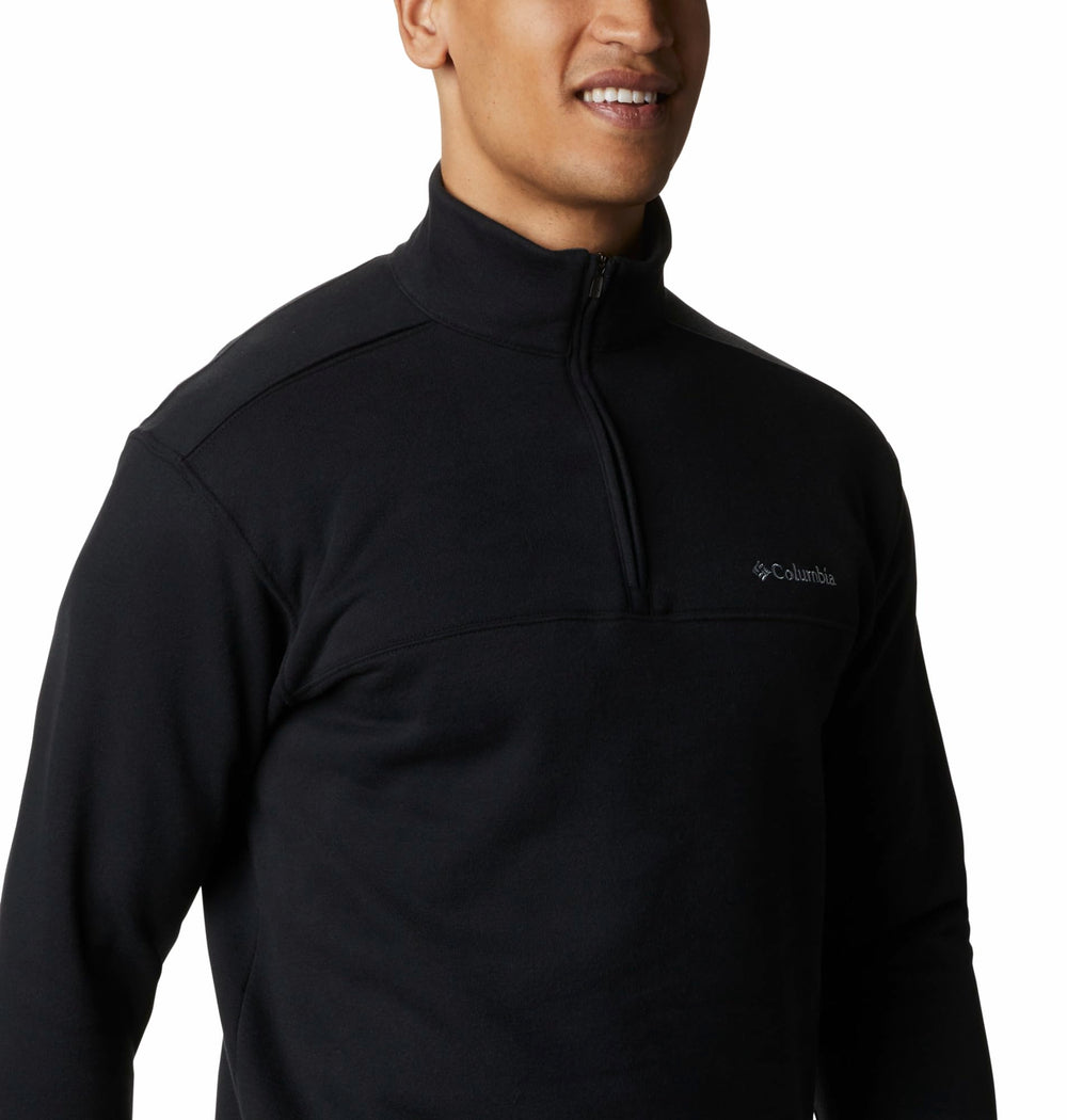 Columbia Hart Mountain II Half Zip cotton-blend fabric offers stretch for layering.