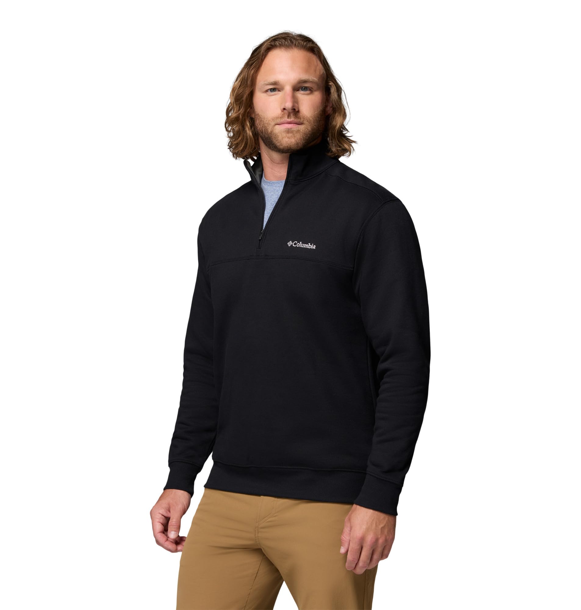 Columbia Hart Mountain II Half Zip fleece-texture close-up highlights soft warmth for post-activity cooldown.