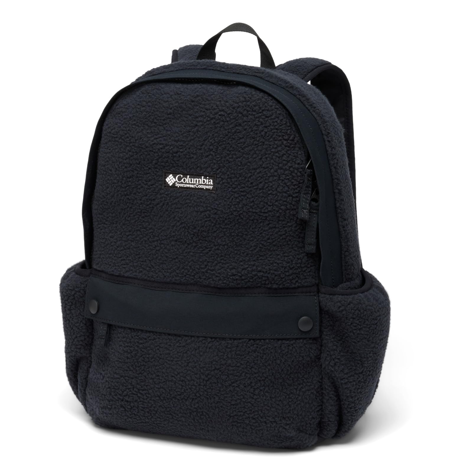 Columbia Helvetia 14L backpack sherpa closeup showing soft, cozy texture.